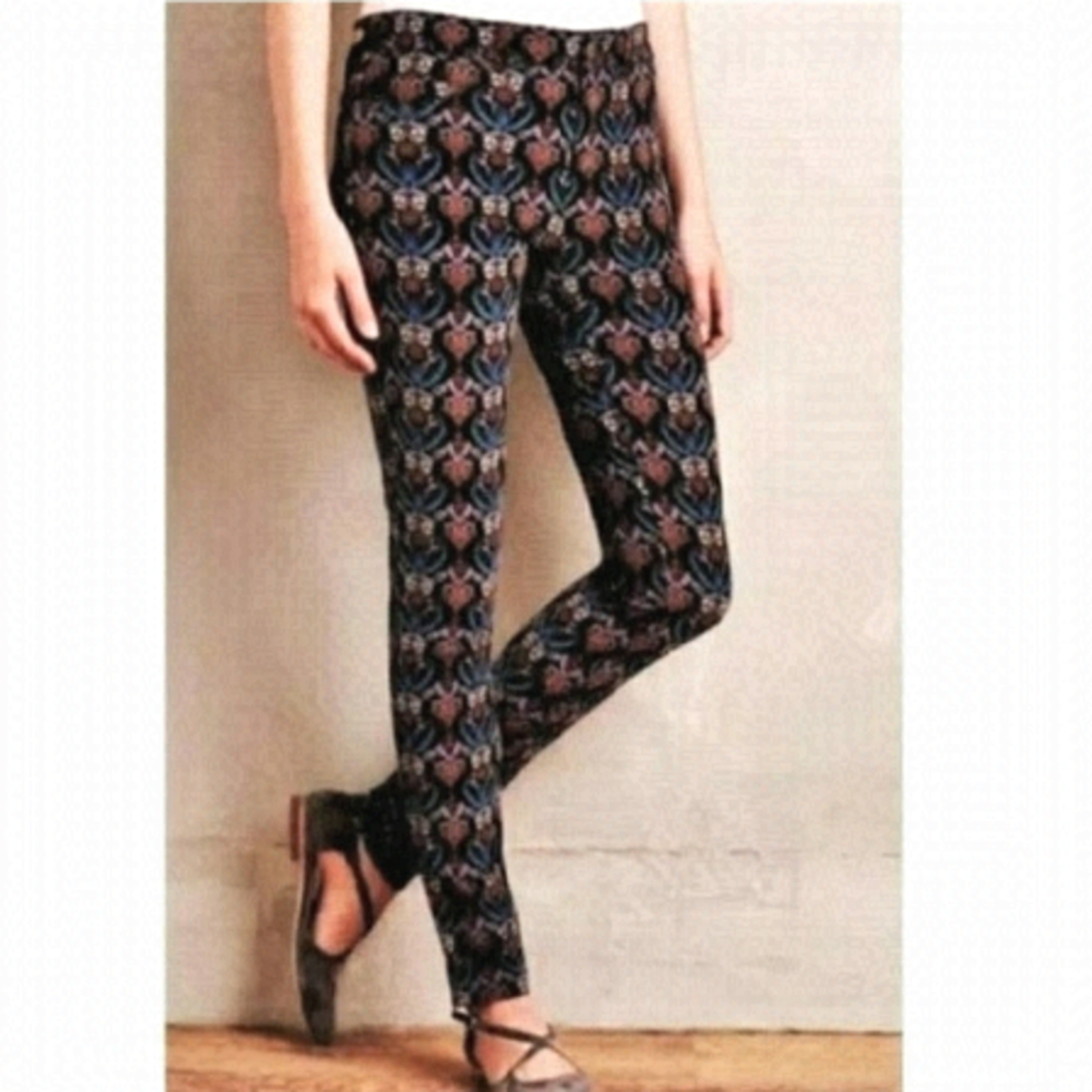 Pilcro Anthropologie Serif Printed Corduroy Skinny‎ Pants